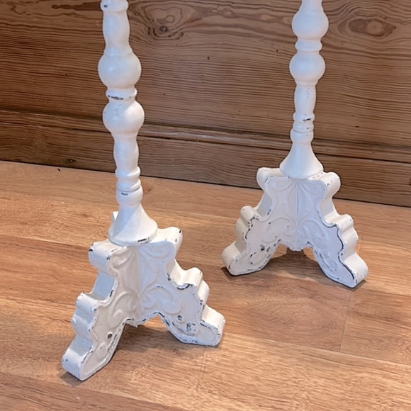 2 Large Shabby Chic Heavy Metal Candle Holders, Chippy Paint. 🕯️🕯️ - Picture 12 of 12